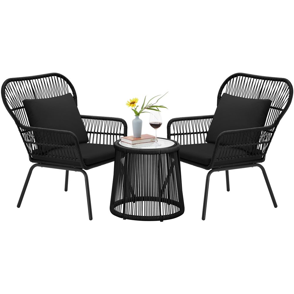 Topeakmart 3Piece Patio Conversation Bistro Set Outdoor AllWeather