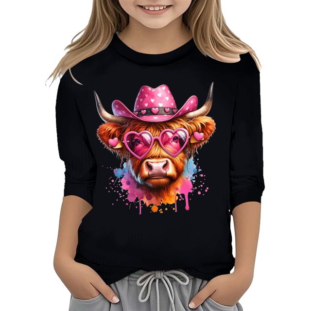 TZEWGL T-Shirts pour Nouveau-Né Imprimé Col Rond Ample Manches Courtes Raccourcies Blouse pour Bébé Taille 11-12T