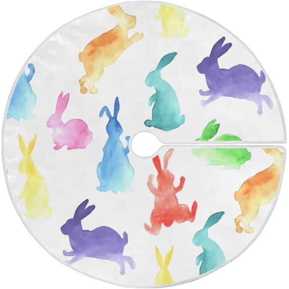 FMSHPON Easter Xmas Christmas Tree Skirt Stand Mat for Holiday Party Decoration Indoor Outdoor 48 inches