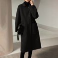 thumbnail image 4 of Hfyihgf Women's Elegant Overcoat Single Breasted Long Sleeve Lapel Long Wool Trench Coat SWarm Winter Pea Coats(Black,XXL), 4 of 8