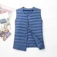 thumbnail image 4 of Women's Quilted Puffer Vest Lightweight Packable Cropped Down Jacket Sleeveless Button Up Outerwear Winter Clothes (XL, Blue), 4 of 4