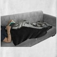 thumbnail image 6 of Tiger Soft Flannel Fleece Throw Blanket, Black and White Image of Large Cat Playing with Water Cool Animals Fun Hunter, Cozy Plush for Indoor and Outdoor Use, 50" x 60", Black Pale Grey, by Ambesonne, 6 of 6