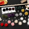 thumbnail image 4 of Drop Earrings Pom Pom Decorative Snowflake Dangle Earrings Pendant Earrings, 4 of 9