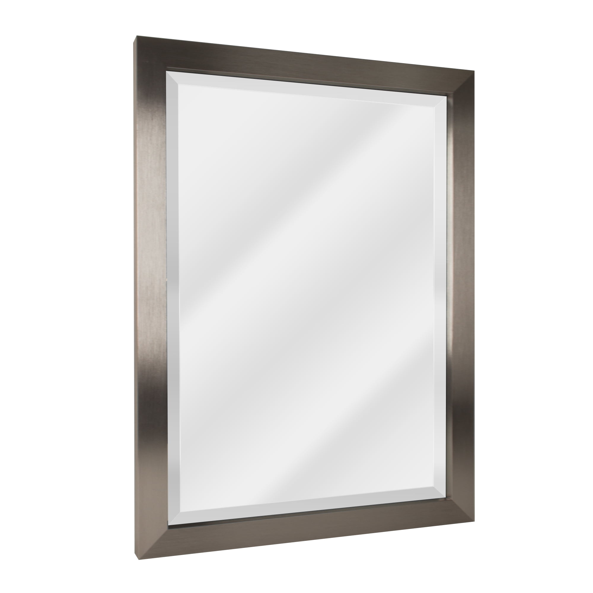 Head West Brushed Nickel Metal Rectangular Framed Beveled Wall Mirror