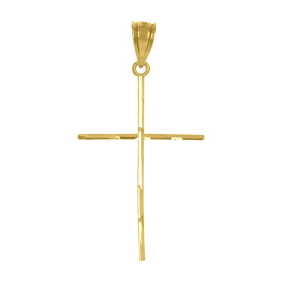14k Yellow Gold Unisex Diamond-cut Cross Ht:36.2mm Religious Pendant Charm Pendant Necklace for Men Women