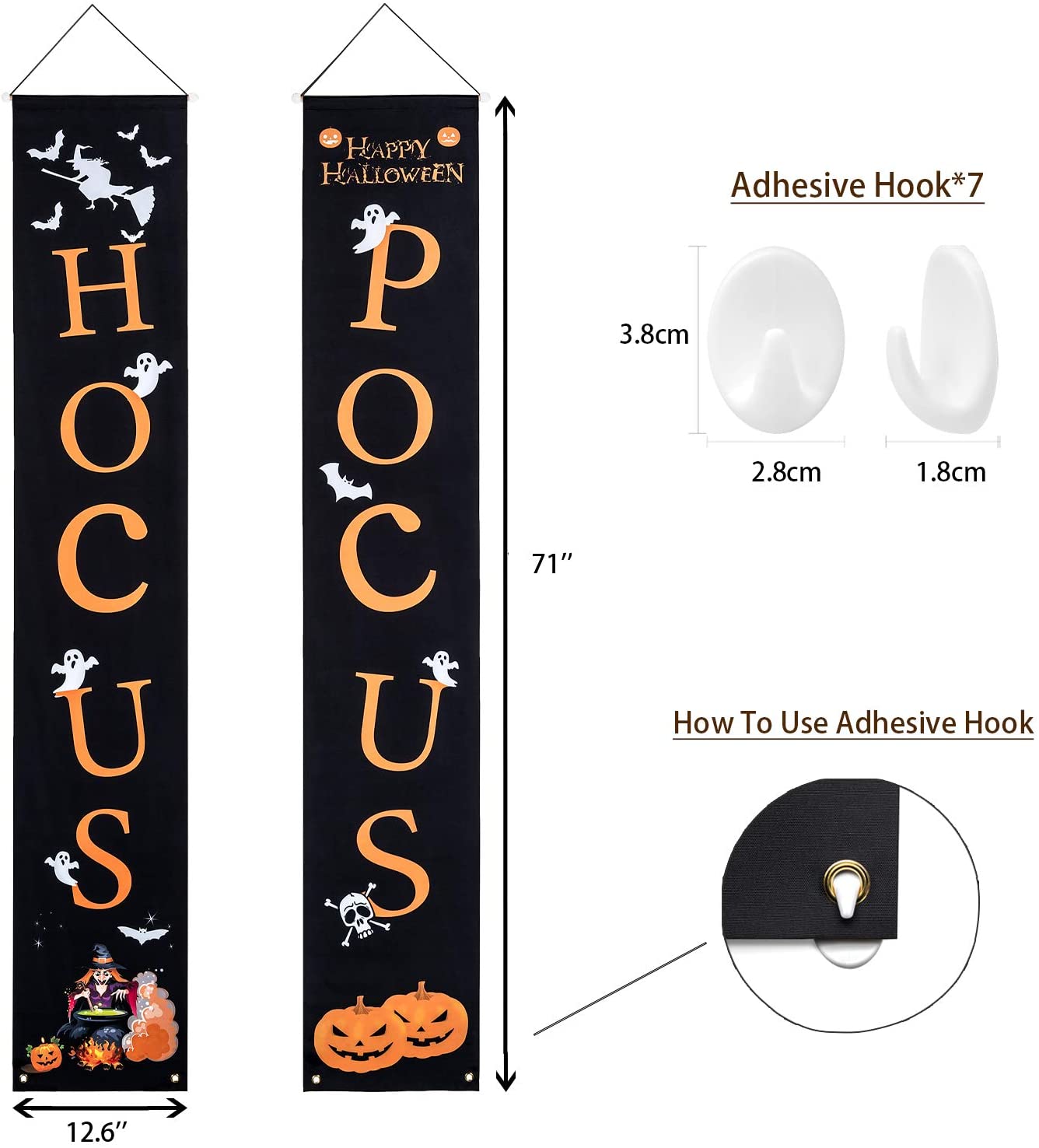 Kohoomer Halloween Gartenflagge - Hocus Pocus Design, 30,5x45,7 Cm, Doppelseitig, Mit Hülse, Für Draußen