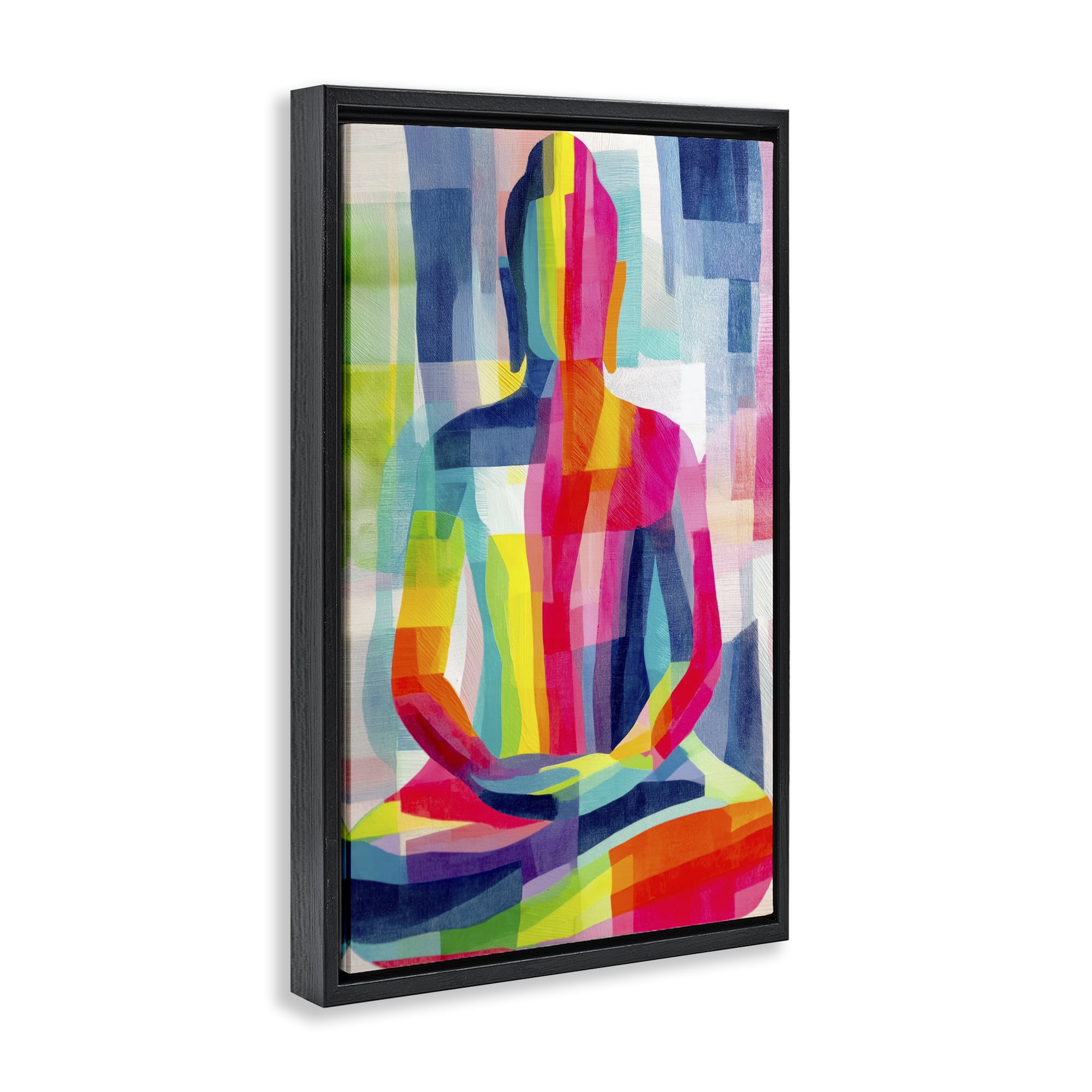 Geometric Buddha In Spectrum Black Floating Frame Canvas Art, 17 x 25, By Chromatic Storm Studio