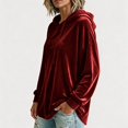 thumbnail image 5 of Hurxie Women Casual Hoodie Velour Long Sleeves Fashion Pullover Loose Fit Tunic Winter Tops Comfy Shirts, 5 of 7