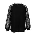 thumbnail image 3 of Spencer Women's Long Sleeve Shirt Lace Blouses Tops Casual Loose Pullover Lady Crew Neck Tunic Tops "M, Black", 3 of 7