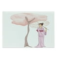 thumbnail image 1 of Umbrella Girl Cutting Board, Slim Woman in a Traditional Dress Beside a Cherry Blossom Tree, Decorative Tempered Glass Cutting and Serving Board, in 3 Sizes, by Ambesonne, 1 of 2