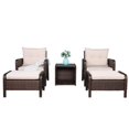 thumbnail image 5 of DEELLEEO 2pcs Single Sofa、2pcs Footstool &1pc Coffee Table Round Corner Armrests Five-Piece Rattan Set Brown Gradient, 5 of 5