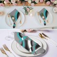 thumbnail image 2 of Turquoise Geometric Cloth Napkins, Grey Classic Abstract Lines Striped Washable and Reusable Dinner Napkins Set of 4, Table Napkin for Kitchen Party Birthday Wedding Hotel Housewarming 20"x20", 2 of 8
