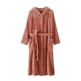 thumbnail image 2 of EQWLJWE Women's Soft Plush Fleece Hooded Bathrobe, Full Length Long Warm Lounge Robe with Hood, 2 of 4