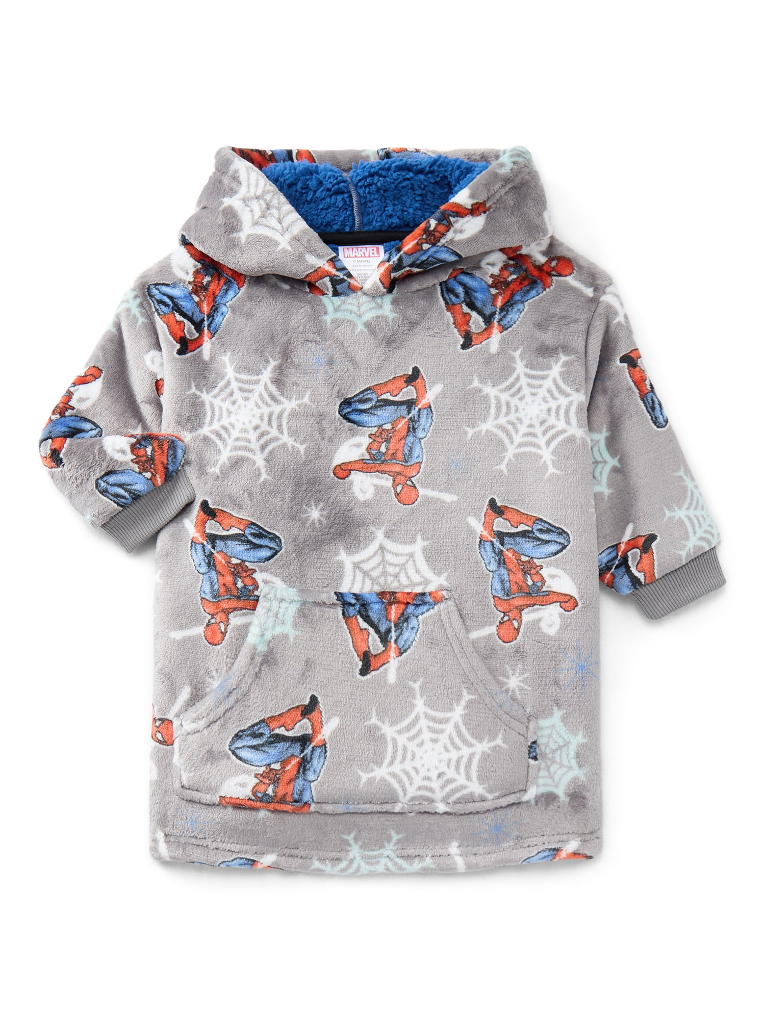 Spider-Man Toddler Boys Cozy Hoodie with Faux Shearling Lining, Sizes 12M-5T