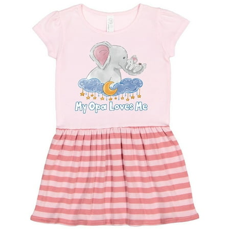 

Inktastic My Opa Loves Me Cute Elephants Clouds Moon and Stars Gift Toddler Girl Dress