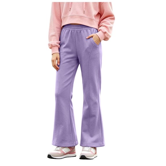 OJSFQUFP Girls' Flared Pants Outerwear Versatile Sweatpants Cotton Slightly Flared Pants for Medium and Large Hiking Pants