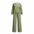 thumbnail image 5 of Qiggri Women's 2 Piece Set Color Block Crew Neck Sweatshirt Elastic Waist Wide Leg Pants Lightweight Co‑Ord Tracksuit with Side Pockets for Coffee Run Daily Errands S, 5 of 5