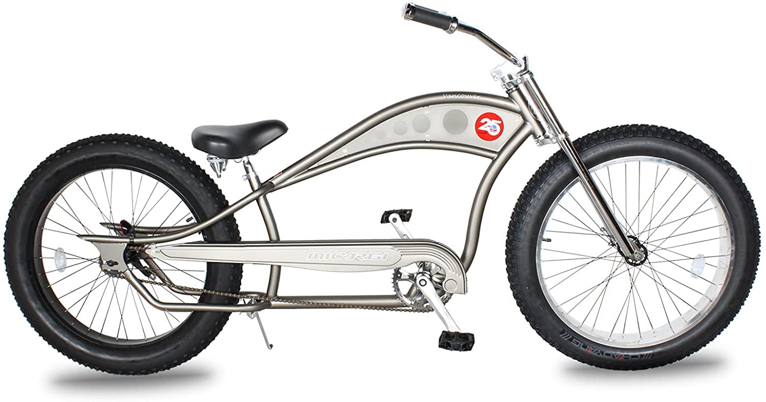 WonderWheels 26" Stretch Cruiser Coaster Brake Triple Tree Fork, Handlebars Moon Bar, Alloy Black Rims. 26x3.0 26H Black Tire - Matte Grey