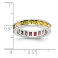 thumbnail image 5 of Prizma Sterling Silver Rhodium-plated Channel-Set Colorful CZ Eternity Band Ring, 5 of 6