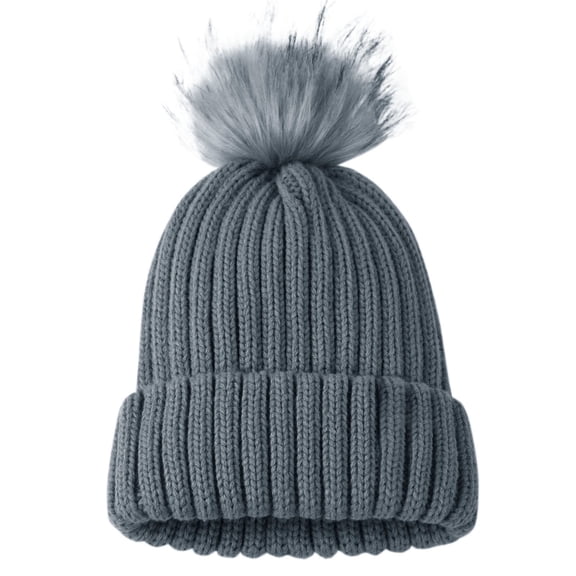 Winter Hats for Women Beanie with Brim Beanie Hat Toboggan Hats Beanie Y2k Warm Fleece Lined Pom Poms for Hats Cold Weather Hat Pom Beanie Winter Skull Cap Gray One Size