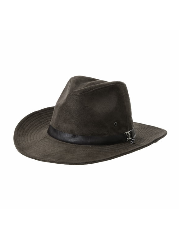 Suede Indiana Jones Hat Outback Hat Fedora With Cord CD8858 (Brown)