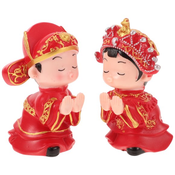 EeaseMX 1 par de muñecos de recién casados de dibujos animados, decoración novedosa para escritorio, accesorios decorativos para fotografías