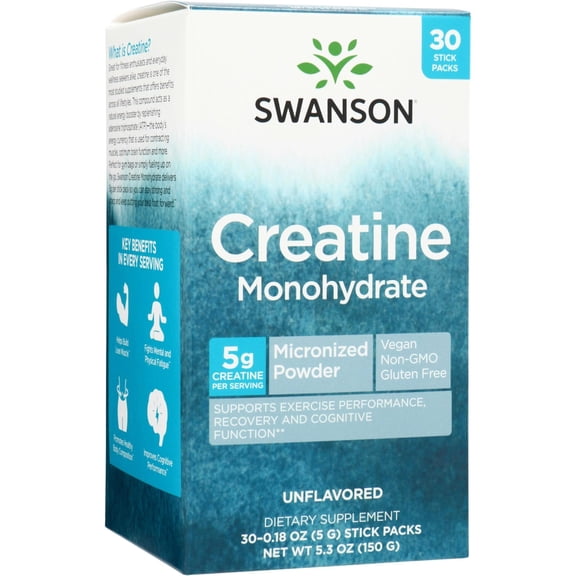 Swanson Vitamins Creatine Monohydrate Stick Packs - Unflavored 30 Packets