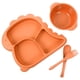 thumbnail image 5 of GOOHOCHY 1 juego de plato de dinosaurio para niños pequeños, plato dividido para niños, tazón para niños, tenedor y cuchara para niños pequeños, 5 of 8