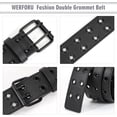 thumbnail image 4 of WERFORU Double Grommet Belt PU Leather Punk Belt for Women Men Jeans 2 Hole Belts 1.5 Wide, 4 of 6