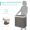 thumbnail image 3 of Best Choice Products Wicker Double Laundry Hamper, Divided Storage Basket w/ Linen Liner, Handles - Gray, 3 of 7
