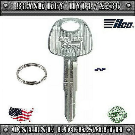 New Uncut Replacement Key For Hyundai & Kia Vehicles - HY14 / HY10 / X236