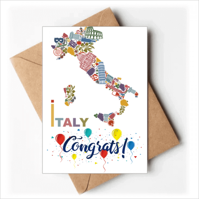 Mapa de Italia hito bandera nacional de arquitectura Sobre de la Carta de felicitación de la tarjeta de matrimonio