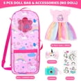 thumbnail image 3 of ZITA ELEMENT 18 Inch Doll Storage Bag - 5PCS Unicorn Theme 18in Doll Accessories Set with Rainbow Dress, Hair Clip, Camera, Stickers & Fashion 18 Inch Dolls Carrier Bag | Perfect for 18" Dolls, 3 of 8