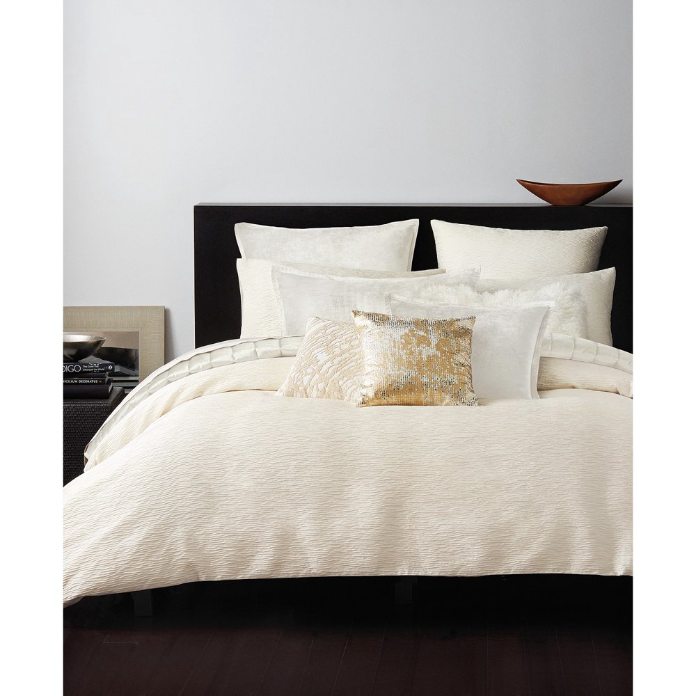 Donna Karan Rhythm Crepe Jacquard Ivory Duvet Cover, Adds a Touch of