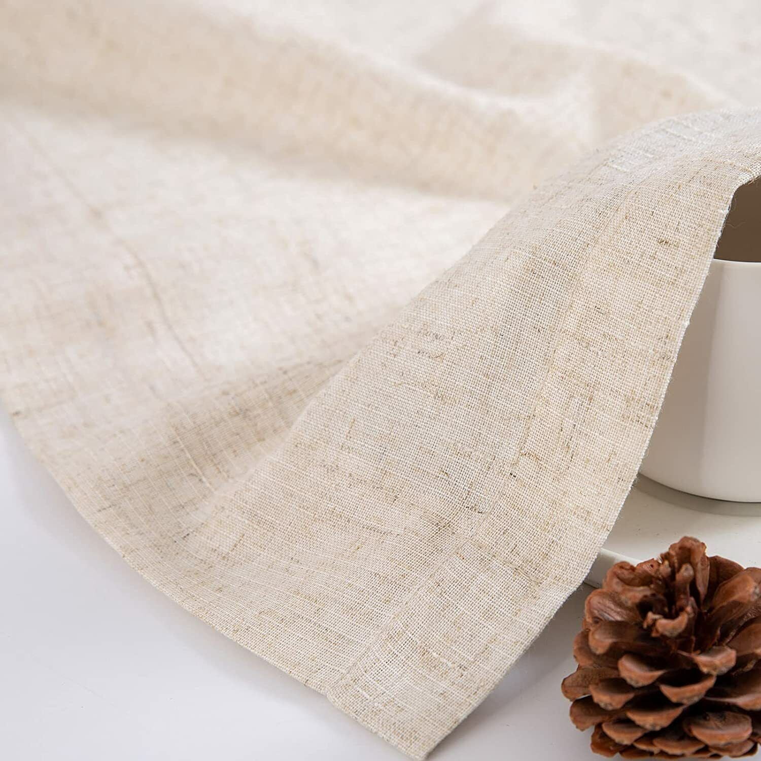Linen Textured Short Curtains Kitchen Tiers Solid Color Cafe Drapes Rod Pocket