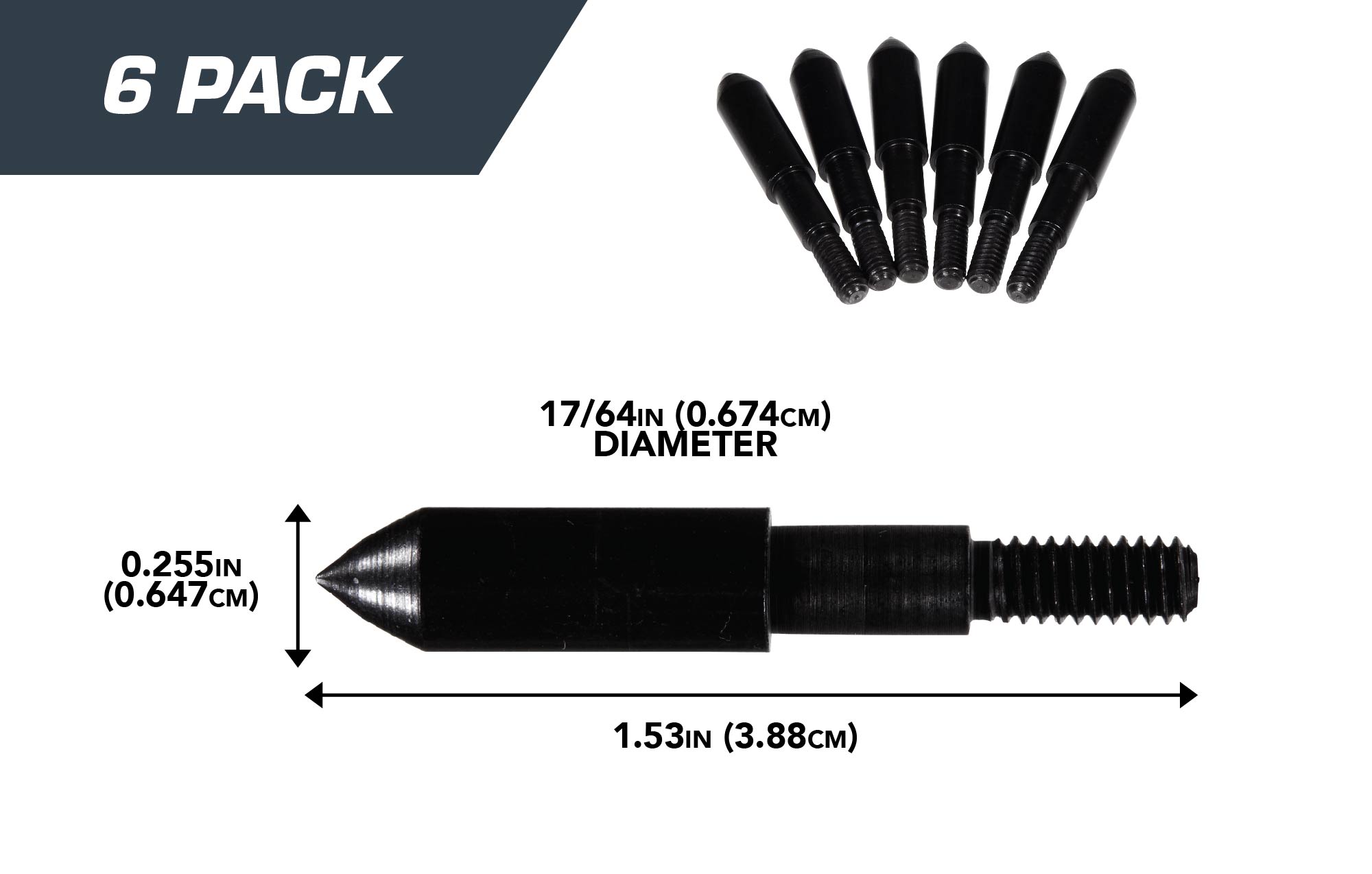 Titan Archery Steel Bullet Points, 17/64", 100-Grains, 24-Pack, 1439KIT, Black