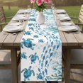 thumbnail image 4 of Blue Coastal Sea Turtles Table Runner 90 Inches, Fish Coral Ocean Life Underwater Bed Runner Dresser Scarves Tabletop for Indoor Outdoor Parties/Ceremony/Banquet, 13" x 90", 4 of 9