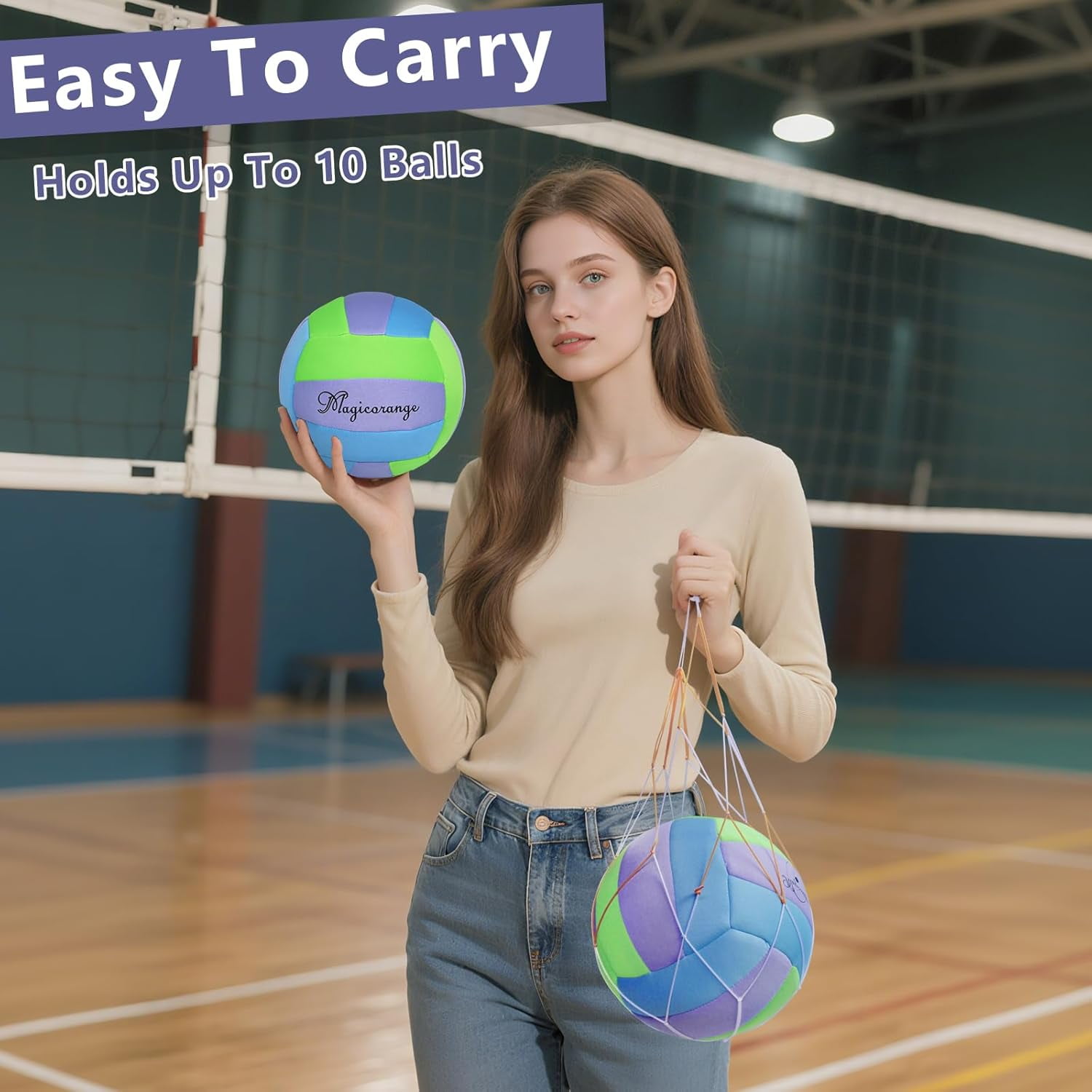 Magicorange Soft Volleyball Indoor, Official Size 5 Training Volleyball for Beginners