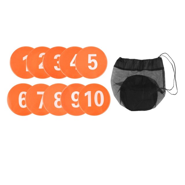 10 marcadores de puntos numerados para suelo, antideslizantes, para entrenamiento de habilidades. Naranja