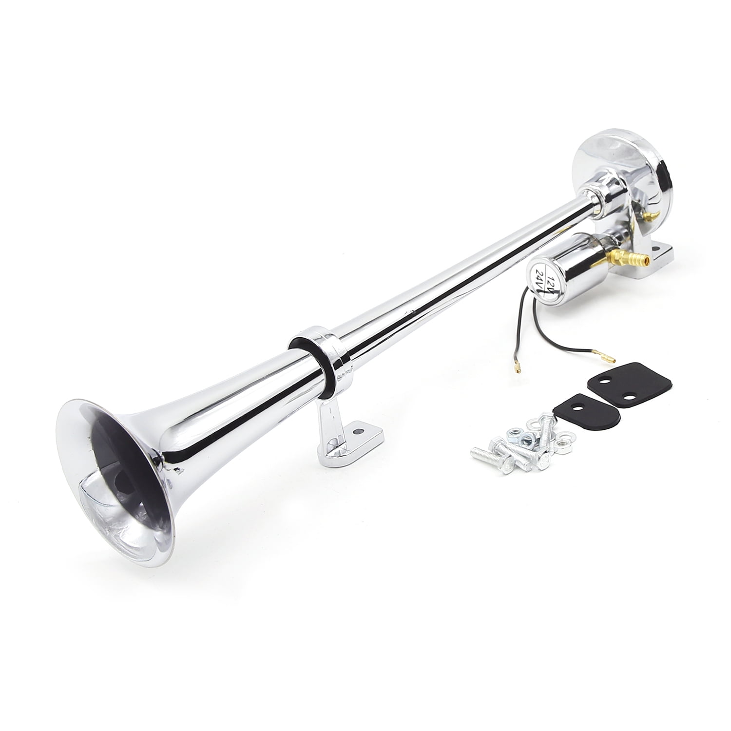 Singletube Trumpet Electric Horn Chrome Air Horn Loudspeaker Kit 150dB