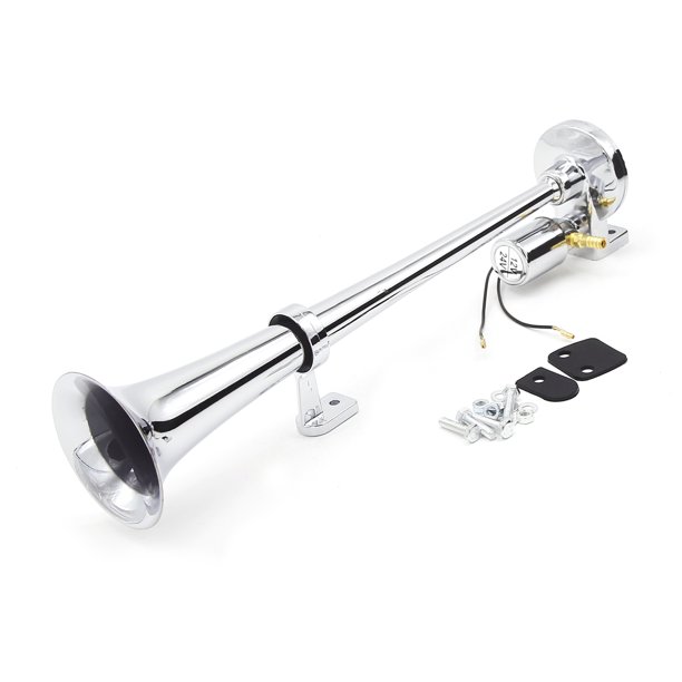 Singletube Trumpet Electric Horn Chrome Air Horn Loudspeaker Kit 150dB /24V Universal for Train