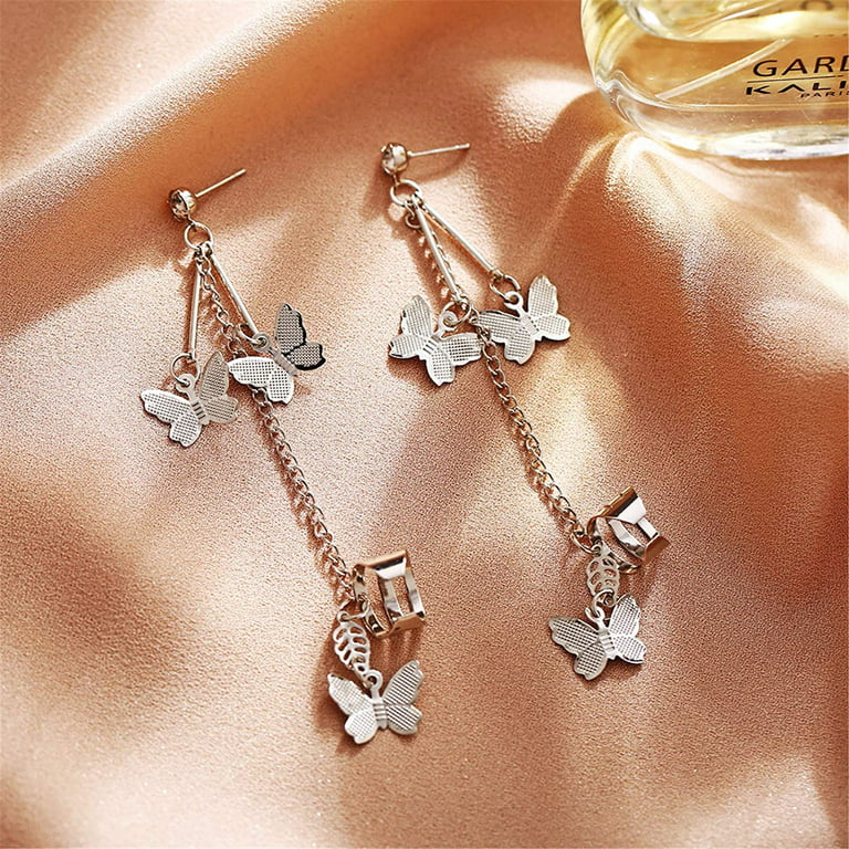  Butterfly Cuff Chain Earrings for Women Tassel Ear