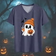 thumbnail image 5 of CAUYDY Halloween Shirts for Women Spooky Season V Neck Raglan Sleeve Tee Top Soft Fabric Lightweight Vibrant Parttern Navy Sizes XL, 5 of 5