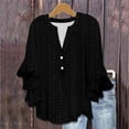 thumbnail image 2 of Short Sleeve Shirts for Women Spring Fashion Clothing Bell Loose Fit Clothes Comfortable Ladies Tops And Blouses Black, 2 of 5