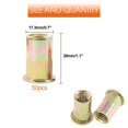 thumbnail image 2 of Rustark 50 piezas 1/2 ''-13UNC Kit surtido de tuercas de remache de acero al carbono chapadas en zinc mezclado con cabeza plana, 2 of 5