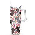 thumbnail image 2 of Stylish Dog Pattern Travel Mug - 40oz Leakproof Tumbler with Straw & Handle - Ideal Gift for Women Who Love Puppies, 2 of 7