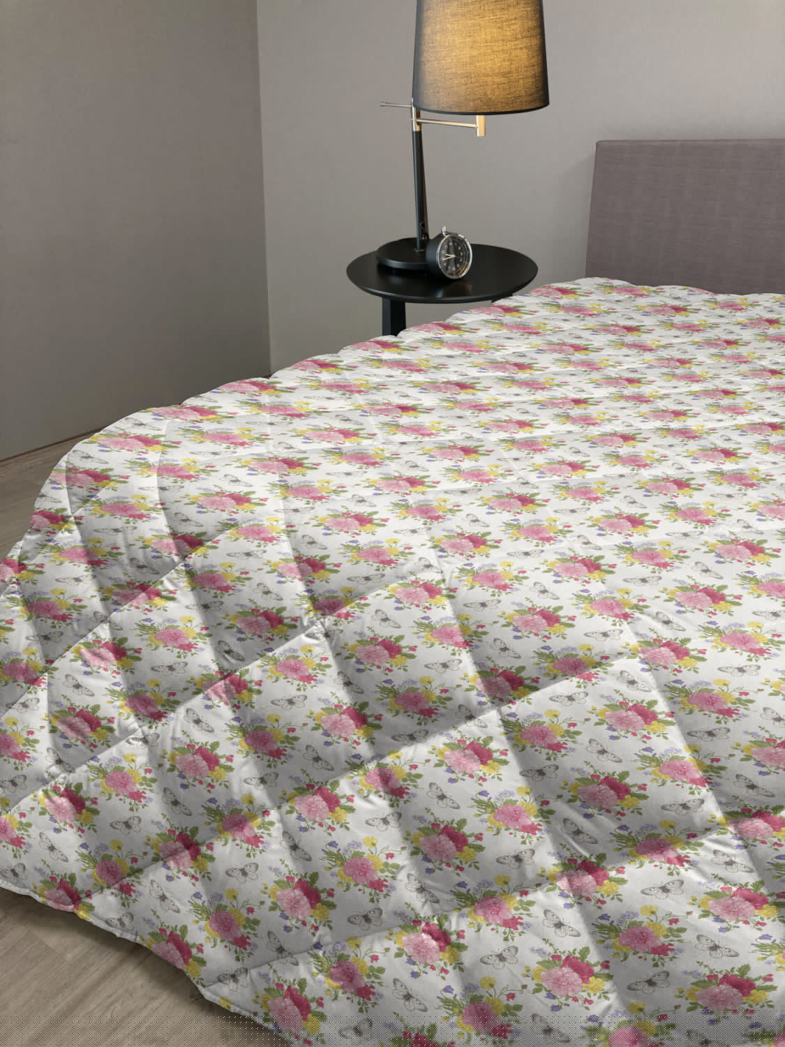 thumbnail image 2 of Shabby Flora Down Alternative Comforter, Curvy Borders with Rose Blossoms Retro Feminine Flora Waves Garland Inspired, Microfiber Quilt for All Season, 5 Sizes, Multicolor, by Ambesonne, 2 of 3