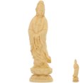 thumbnail image 3 of Escultura de Guanyin de madera (1 unidad), decoración única para el hogar, ideal para el budismo y la consagración (amarilla)., 3 of 8