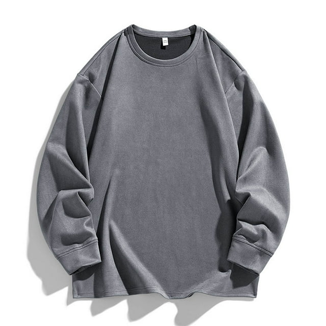 pstuiky hombres de manga larga, Camiseta de manga larga con cuello redondo, estilo vintage, informal, transpirable y de color liso para hombre camisetas de hombre l