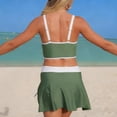 thumbnail image 5 of GEWSEY High Waisted Sporty Bikini Sets for Women Ruched Lace Up Bikini Tops & Swim Skirts 2 Piece Bathing Suits Swimsuit (Army Green, XXL), 5 of 7